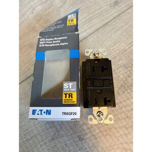 Eaton TRSGF20 GFCI Duplex Receptacle 20A 125V/AC 60Hz Self-Test Tamper-Resistant